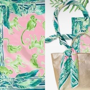 Lilly Pulitzer Silk Scarf Coral Reef Tint Monkey Business